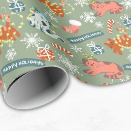 Roliga söta julkatten glad jul presentpapper