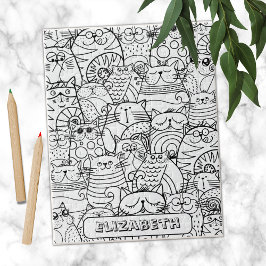 Roliga söta katter Zen Doodle Färgning Anpassat na Pussel