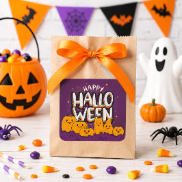 Roliga söta pumpor barn Glad Halloween Fyrkantigt Klistermärke