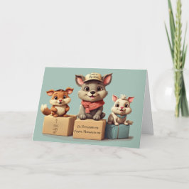 Roliga söta tecknade djur leverans för alla tillfä kort