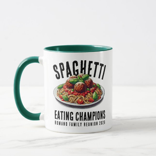 Roliga Spaghettiätande Mästare Familjeåterträff Mugg (Vänster)