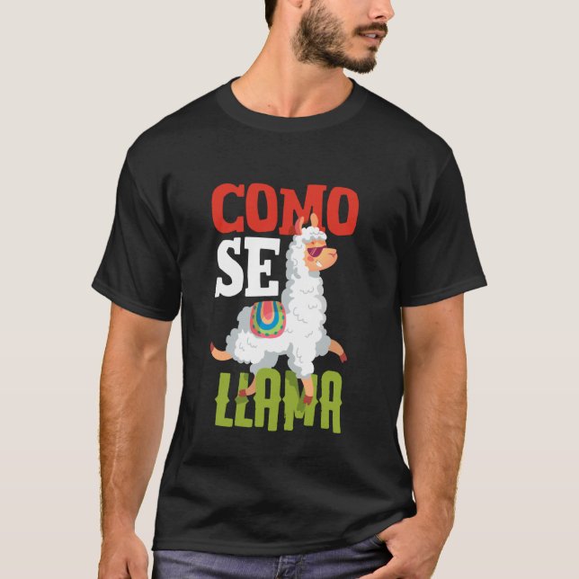 Roliga Spanska Lamasägner Como Se Llama T Shirt (Framsida)