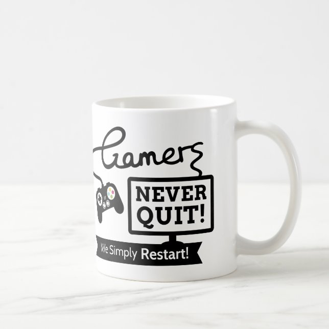 Roliga Spelare Ger Aldrig Upp Citat För Ivrig Spel Kaffemugg (Höger)