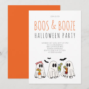 Roliga spökcocktails Boos och sprit Halloween-fest Inbjudningar