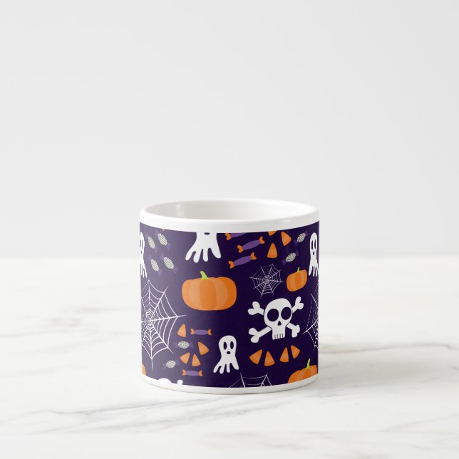Roliga spöklika Halloweenfigurer Espressomugg (Framsidan)