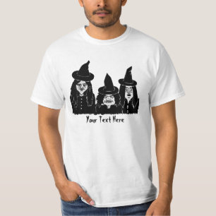 roliga spöklika svart häxor läskiga halloween tee