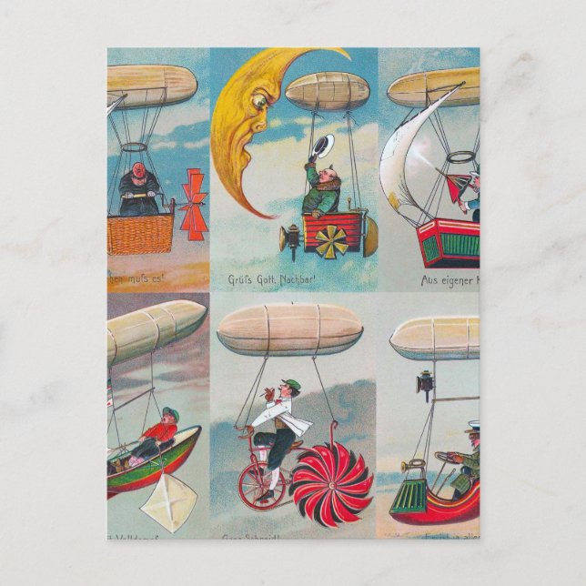 roliga steampunk-luftmaskiner tokiga uppfinningar vykort (Framsida)