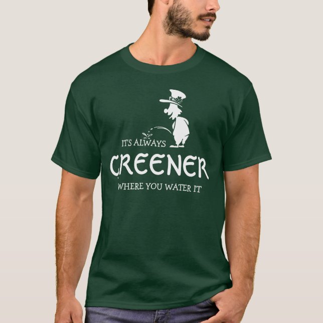 Roliga Sts Patrick för grönt Peeing troll dag T Shirt (Framsida)
