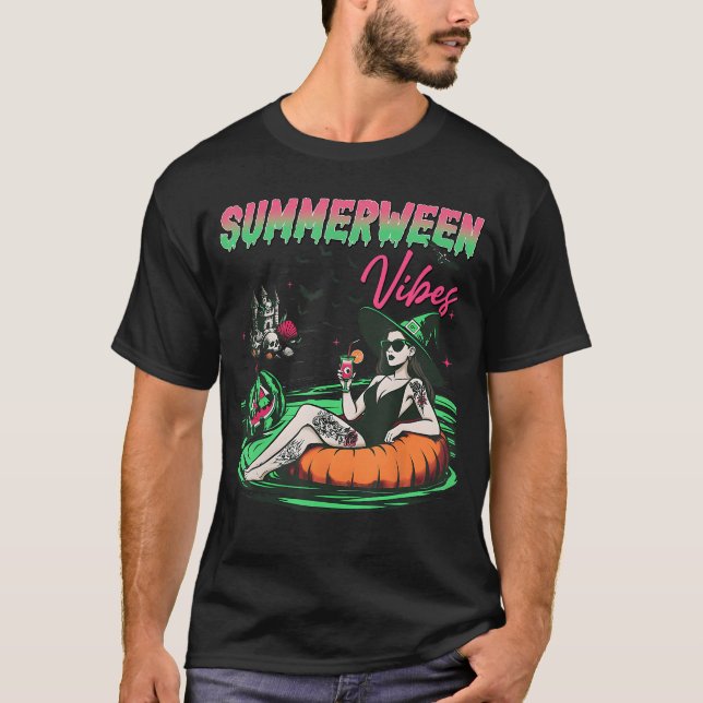 Roliga Summerween-vibbar Pumpa Kuslig semester Sum T Shirt (Framsida)
