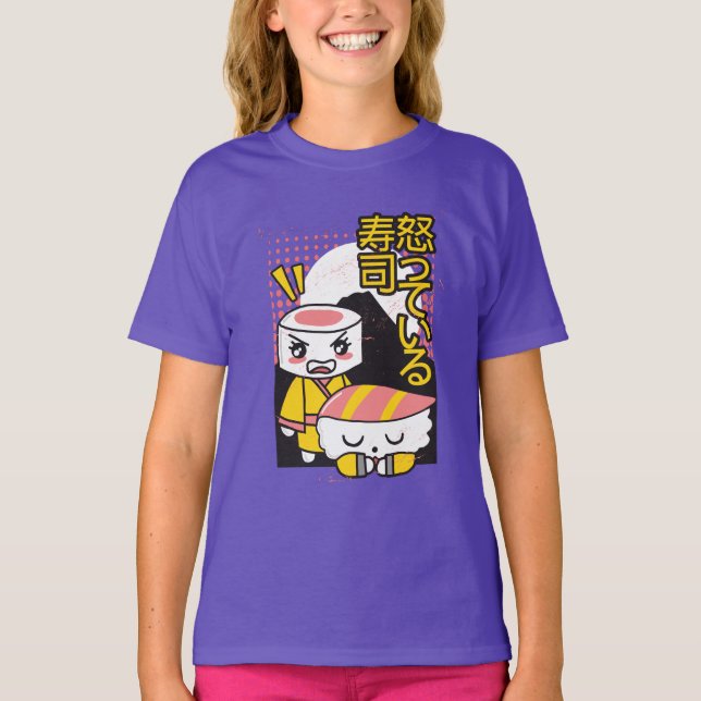 Roliga Sushi Karate Fighters Tecknad Design T Shirt (Framsida)