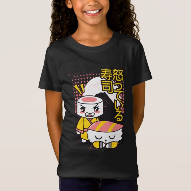 Roliga Sushi Karate Fighters Tecknad Design T Shirt (Framsida)