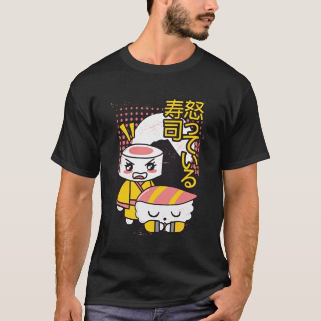 Roliga Sushi Karate Fighters Tecknad Design T Shirt (Framsida)