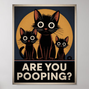 Roliga svarta katter bajsar du? Humoristisk katt Poster