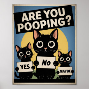 Roliga svarta katter bajsar du? Humoristisk katt Poster