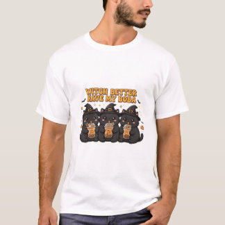 Roliga svarta katters grafiska t-shirt - Söt teckn