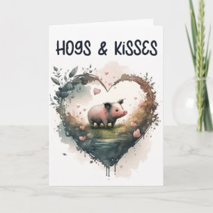 Roliga svin och kyssar gris Alla hjärtans dag Helgkort