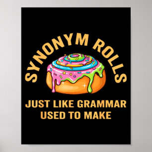 Roliga synonyma rullar skämt kanelbulle grammatik poster