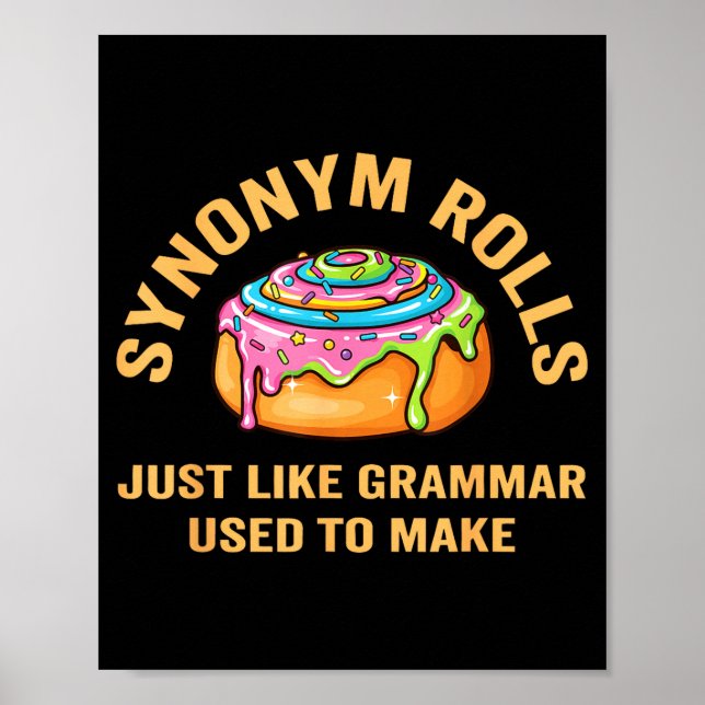 Roliga synonyma rullar skämt kanelbulle grammatik  poster (Framsidan)