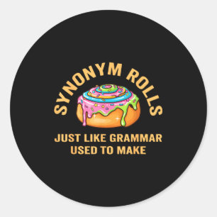 Roliga synonymrullar skämtskorpor grammatik pun runt klistermärke