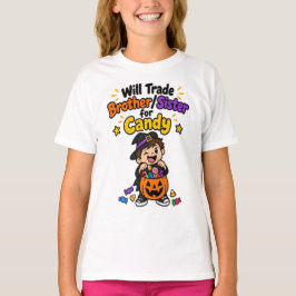 Roliga syskon Halloween Kommer byta bort bror syst T Shirt