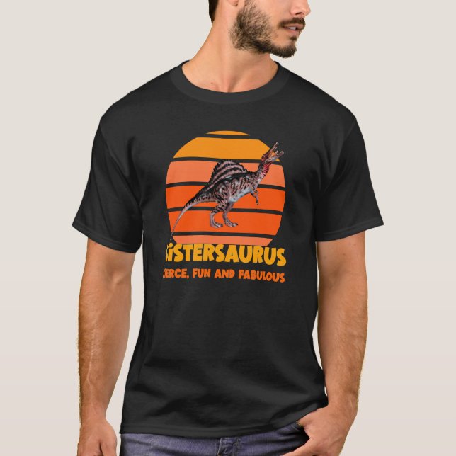 Roliga Systrar Saurus Dino Syster Humor Design T Shirt (Framsida)