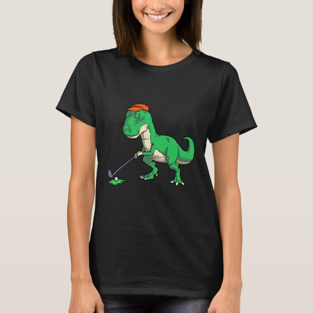 Roliga T Rex Dinosaur Golfpresent T-shirts För Män (Framsida)