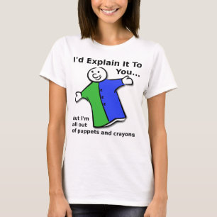 Roliga T-shirts med dockor och kritor