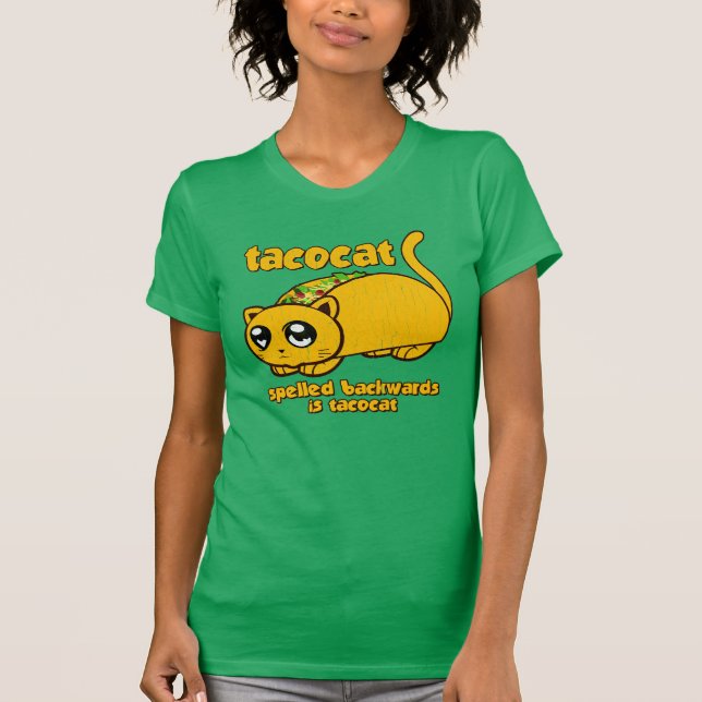 Roliga Tacocat som tillbaka stavas Tee Shirt (Framsida)