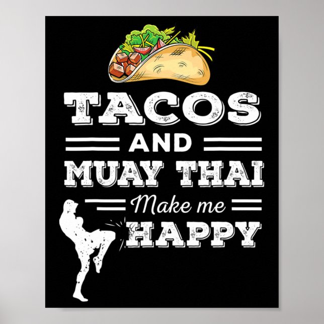 Roliga Tacos Och Muay Thai Älskare Present För Kam Poster (Framsidan)