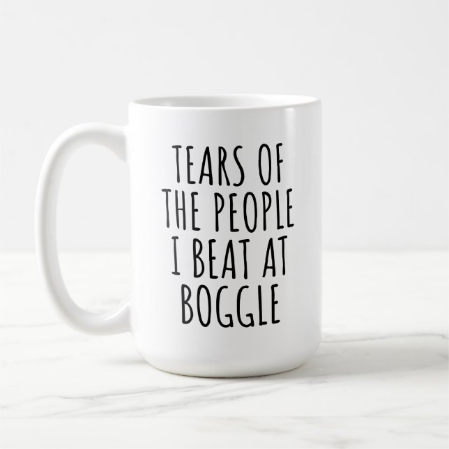 Roliga Tårar Från Människor Jag Besegrade I Boggle Kaffemugg (Vänster)