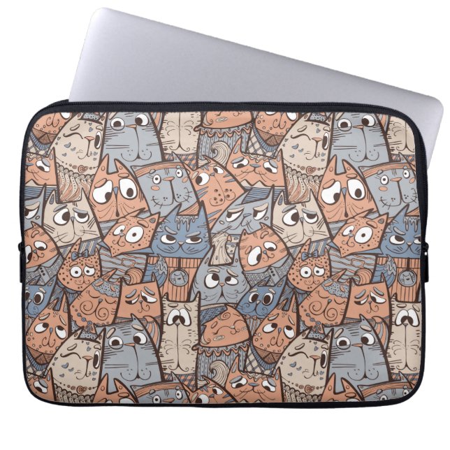 Roliga tecknade katter laptop fodral (Framsidan)