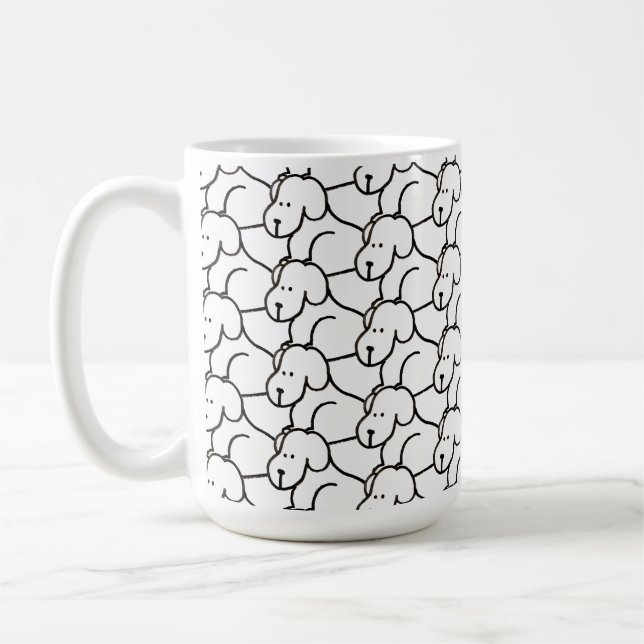 Roliga tecknade sittande hundar  kaffemugg (Vänster)