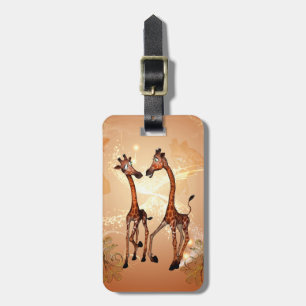 Roliga tecknadgiraff bagagebricka