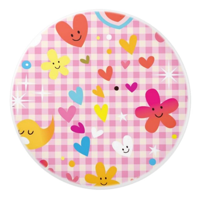 roliga tecknadmönsterrosor knopp (Framsidan)