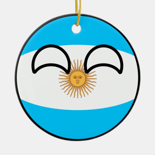 Roliga tendera Geeky Argentina Countryball Julgransprydnad Keramik (Framsidan)