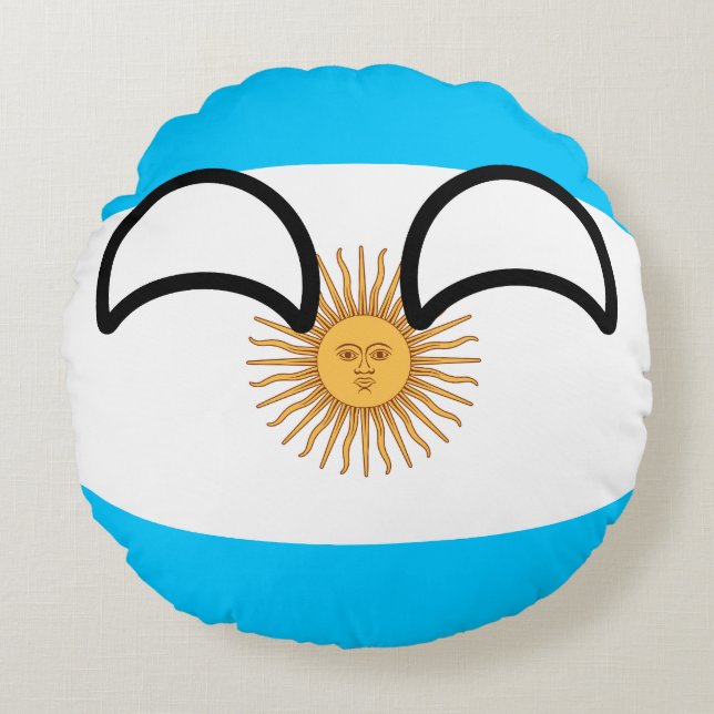 Roliga tendera Geeky Argentina Countryball Rund Kudde (Framsidan)