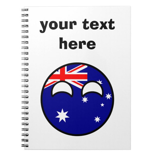 Roliga tendera Geeky Australien Countryball Anteckningsbok (Framsidan)