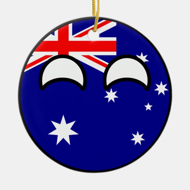 Roliga tendera Geeky Australien Countryball Julgransprydnad Keramik (Framsidan)
