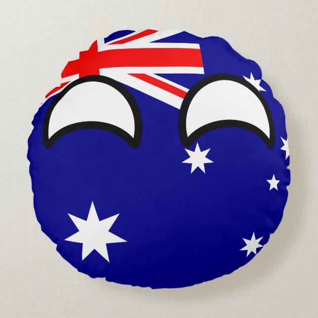 Roliga tendera Geeky Australien Countryball Rund Kudde (Framsidan)