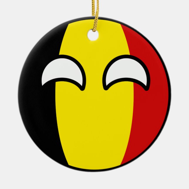 Roliga tendera Geeky Belgien Countryball Julgransprydnad Keramik (Framsidan)