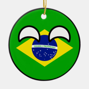 Roliga tendera Geeky Brasilien Countryball Julgransprydnad Keramik