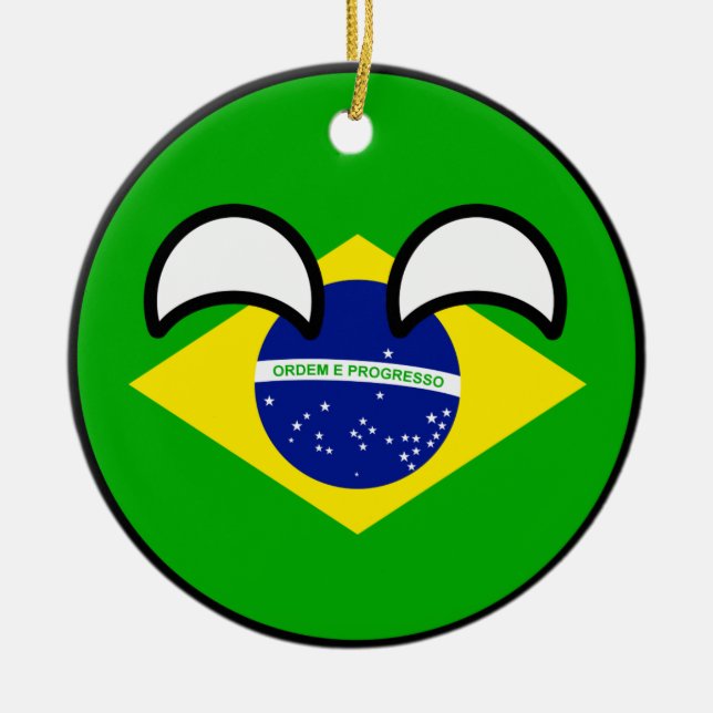 Roliga tendera Geeky Brasilien Countryball Julgransprydnad Keramik (Framsidan)