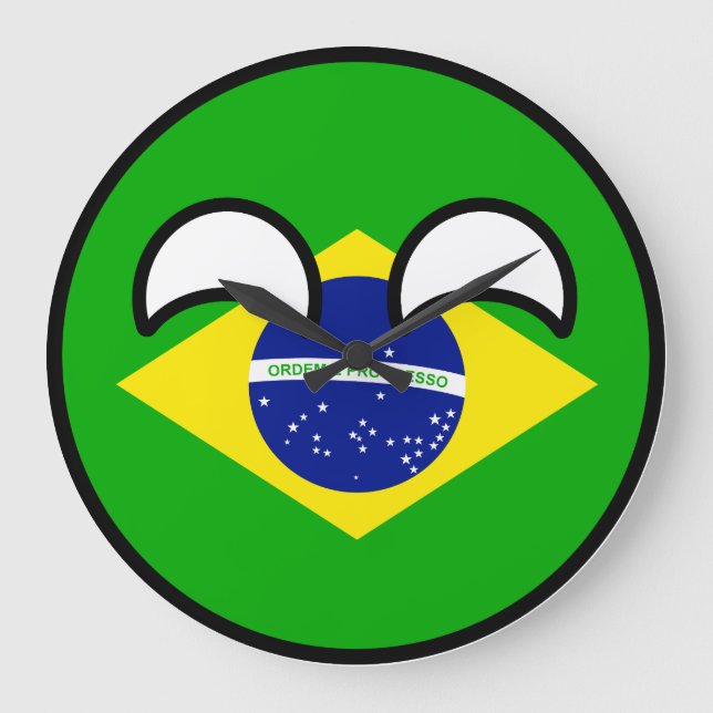 Roliga tendera Geeky Brasilien Countryball Stor Klocka (Framsida)
