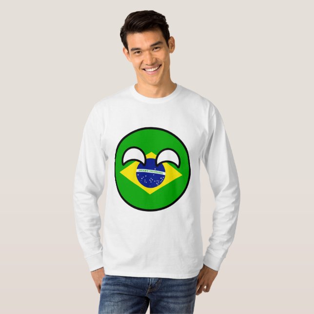 Roliga tendera Geeky Brasilien Countryball Tee Shirt (Hel framsida)