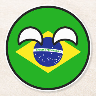 Roliga tendera Geeky Brasilien Countryball Underlägg Papper Rund