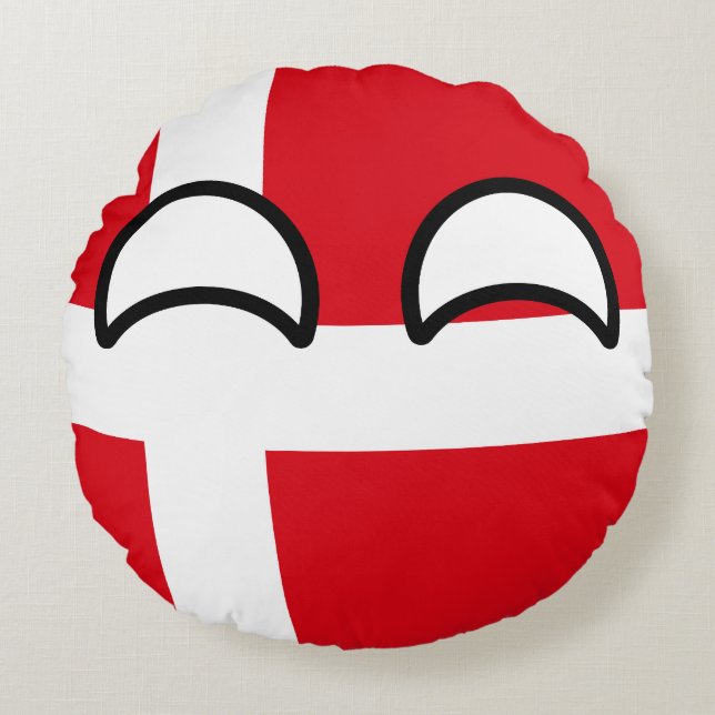 Roliga tendera Geeky Danmark Countryball Rund Kudde (Framsidan)