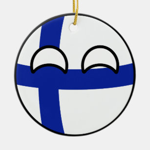 Roliga tendera Geeky Finland Countryball Julgransprydnad Keramik