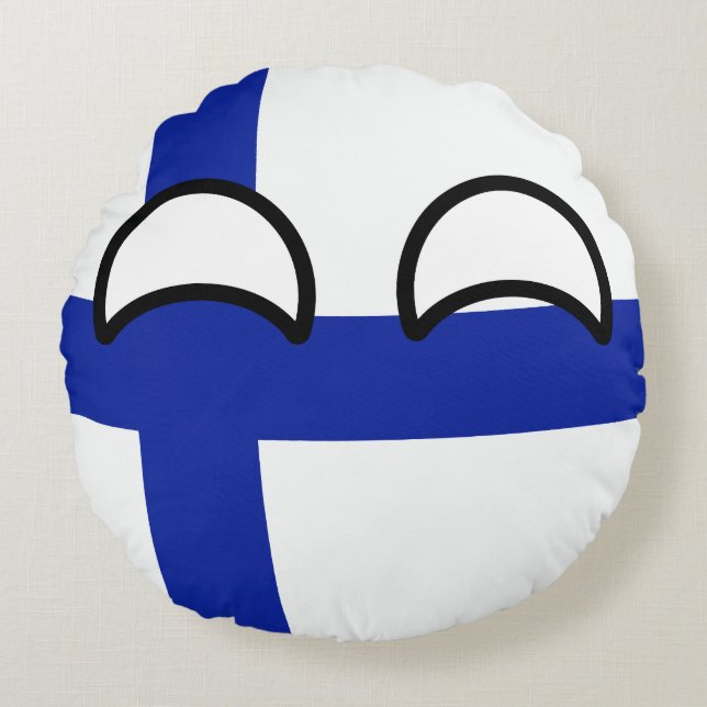 Roliga tendera Geeky Finland Countryball Rund Kudde (Framsidan)