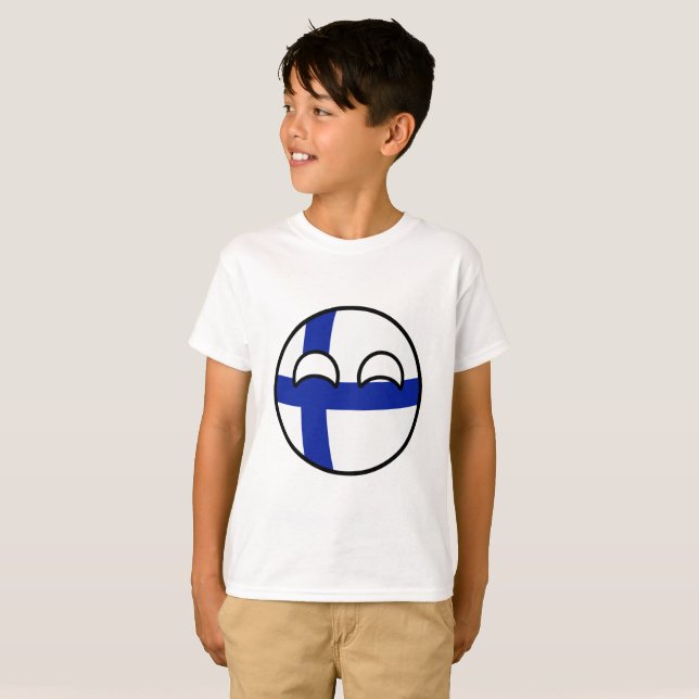 Roliga tendera Geeky Finland Countryball T-shirt (Hel framsida)