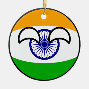 Roliga tendera Geeky Indien Countryball Julgransprydnad Keramik